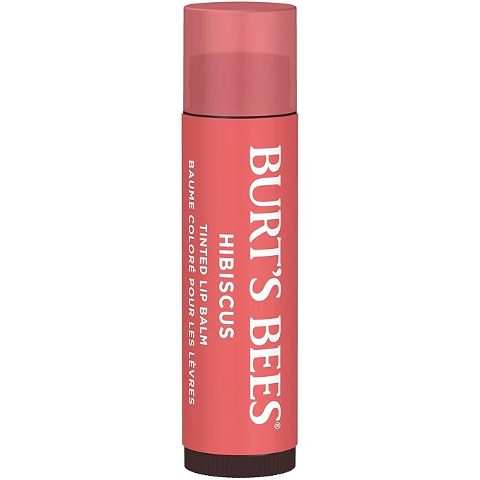 Burt's Bees Lip Tint Balm, Mothers Day Gifts, with Long Lasting 2 in 1 Duo Tinted Balm Formula, Color Infused with Deeply Hydrating Shea Butter for a Natural Buildable Finish, Soft Hibiscus (2-Pack)