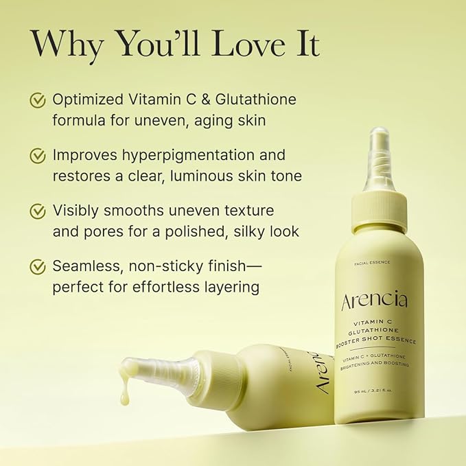Arencia Vitamin C Glutathione Booster Essence, Facial Essence with Niacinamide, Dark Spot Care, 95 mL/3.21 fl oz