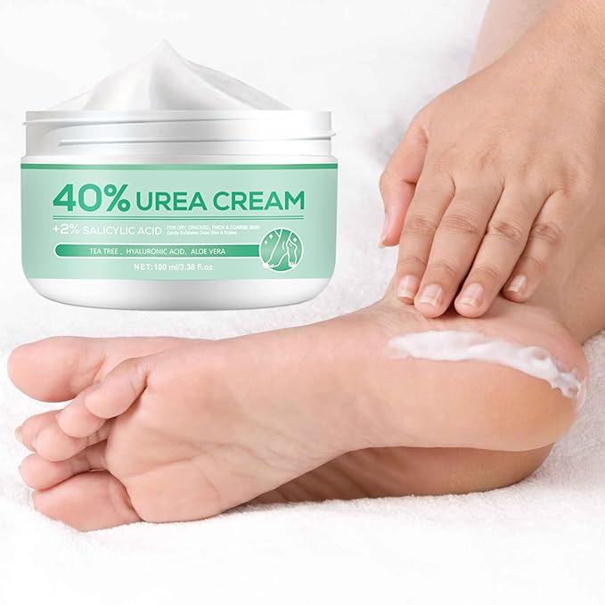 40% Urea Foot Cream - 2% Salicylic Acid Foot Cream - For dead skin, calluses and cracked heels - Intensely moisturizing with Tea Tree, Hyaluronic Acid and Aloe Vera
