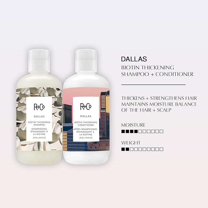 R+Co Dallas Biotin Thickening Shampoo and Conditioner Set– Volumizing Formula for Fine, Thin Hair – Adds Strength, Body & Fullness – Sulfate-Free, Vegan & Cruelty-Free – 8.5 oz 2PK+ Sample