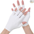4 Pairs White Fingerless Gloves, Moisturizing Night Gloves for Dry Hands, Eczema Treatment Sleeping Gloves, Overnight Hydration Spa Hand Care