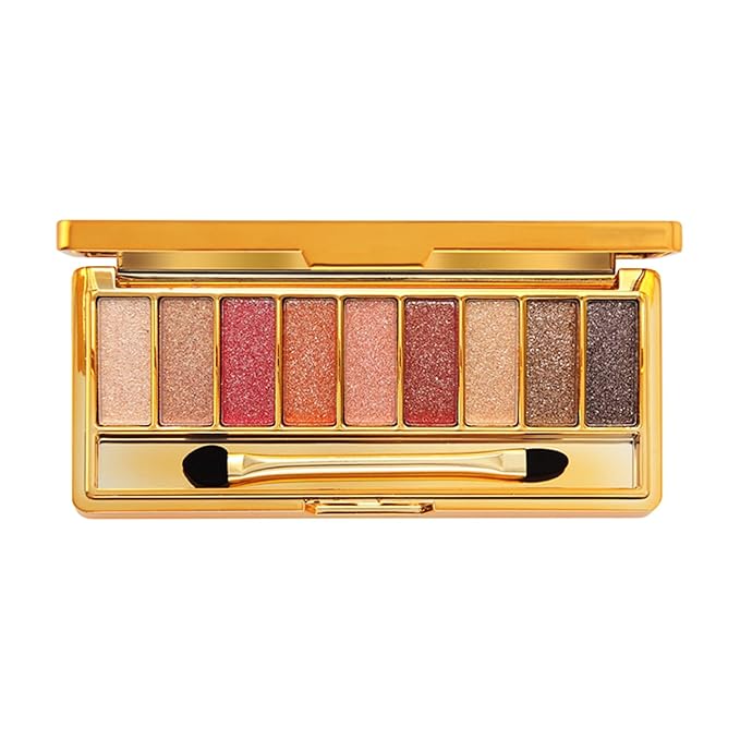 Glitter Eyeshadow Palette, 9 Colors Sparkle Shimmer and Matte Eye Shadow, Highly Pigmented Waterproof Long Lasting Makeup Set (Color 8)