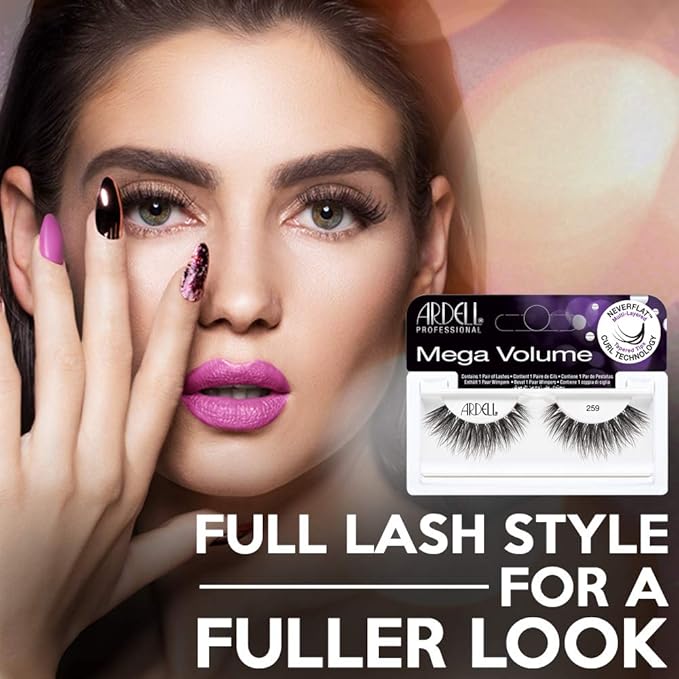 Ardell Mega Volume Lash 259 Multi-Layered False Lashes with Curl Technology, 4 Pairs