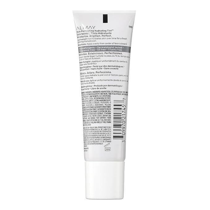 Almay Hydrating Liquid Foundation Tint, Lightweight with Light Coverage, Naturally Dewy Finish, Hypoallergenic, Dermatologist TestedFragrance Free, 110 Buff, 0.94 fl oz. (Pack of 2)