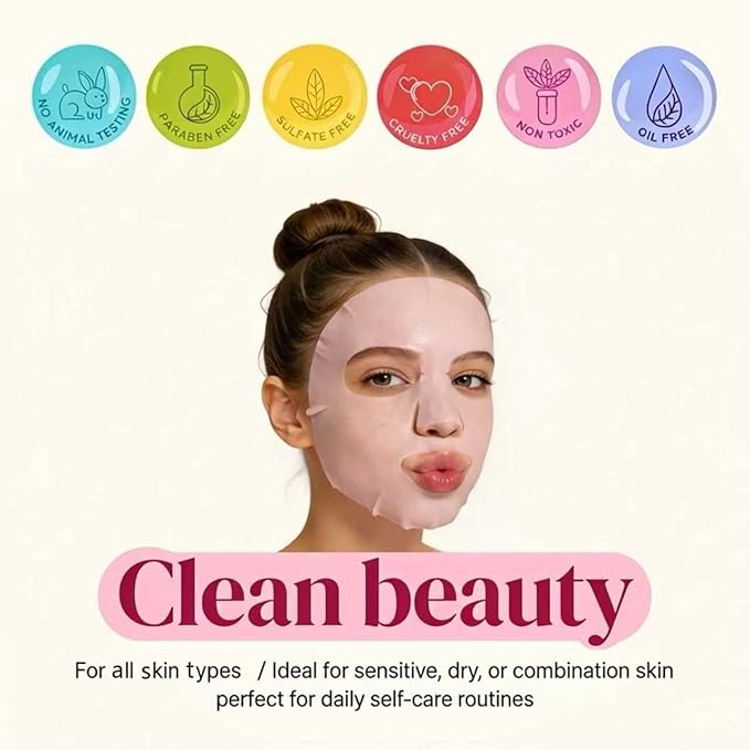 Collagen Face Masks Skincare for Women,Hydrating Sheet Face Masks Set for Sensitive Skin,Spa Facial Masks for Women Skin Care, Party Birthday Gifts for Women Teen Girls Kids(7 Masks)