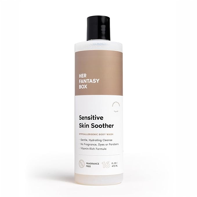 Her Fantasy Box | Sensitive Skin Soother Gentle Body Wash – Fragrance-Free Probiotic Cleanser with Chamomile, pH Balanced, Vegan & Cruelty Free, 16 oz