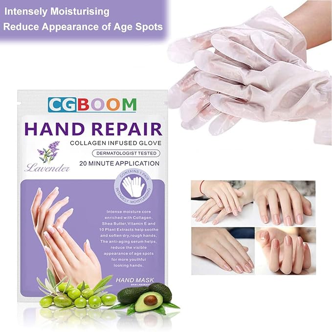 Hand Mask Moisturizing Glove 3 pack, Hand Peel Mask Exfoliating Gloves, Hand Repair Glove for Dry Hands Treatment, Remove Dead Skin, Rough Skin, Lavender