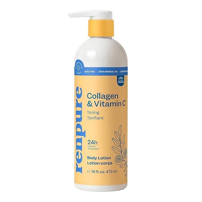 Renpure Collagen & Vitamin C Toning Body Lotion – 24HR Moisturization – Helps Promote Toned Looking Skin – For All Skin Types – Collagen & Vitamin C – 16 Fl Oz