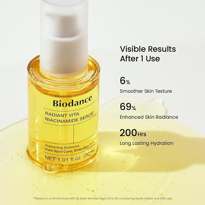 BIODANCE Radiant Vita Niacinamide Serum, for Even Tone Dark Spot Care with Vitamin C, Hydrating for Sensitive Skin, Filter Glow Serum, Korean Skin Care, Mothers Day Gifts | 1.01 floz