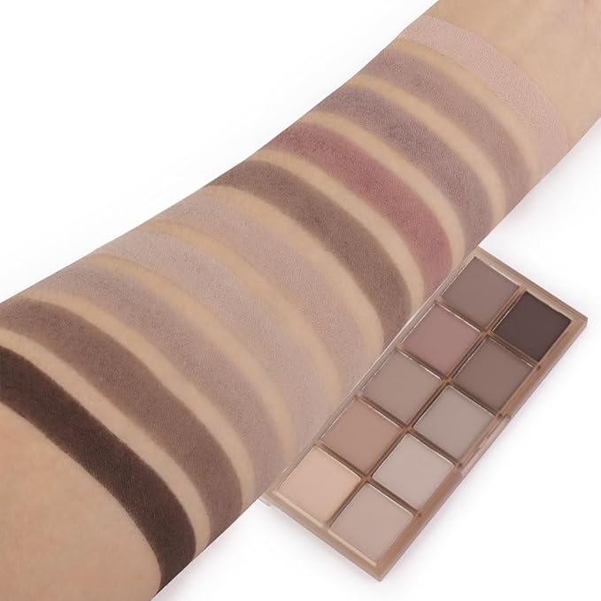 CAKAILA 10 Colors Nude Gray Taupe Matte Eyeshadow Palette,Neutral Nude Eye Shadow Palette,Long Lasting Waterproof Travel Size Makeup Pallete,Vegan,Cruelty -free