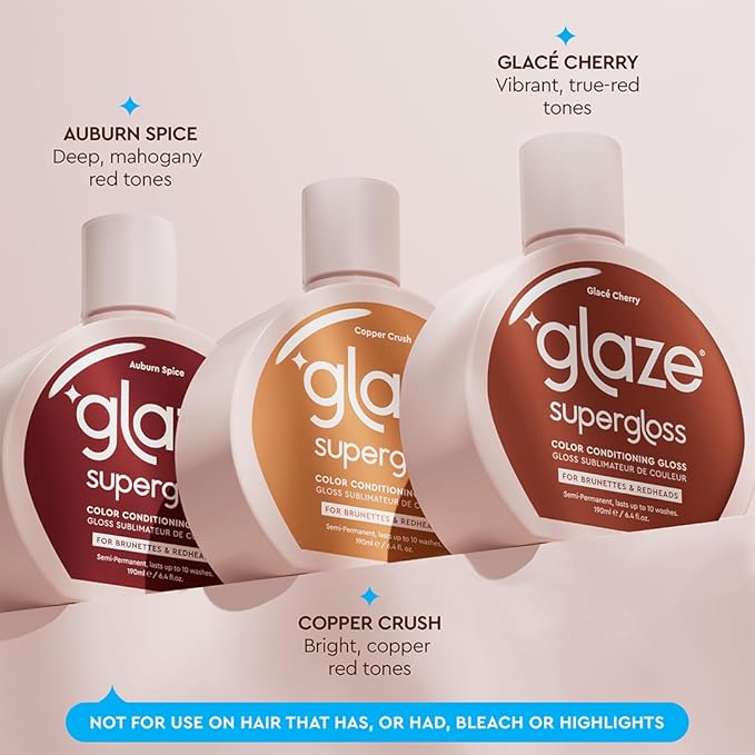 Glaze Supergloss Color Conditioning Gloss With Dispensing Pump – Hydrating Semi-Permanent Color Hair Gloss & Shine Boost – Vegan, Cruelty-Free – 6.4 fl oz - Copper Crush - Bright Copper