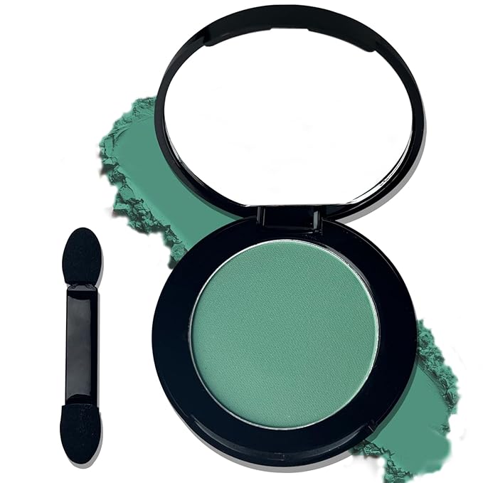 MEICOLY Single Green Eyeshadow Palette with Mirror,St Patricks Day Matte Green Eye Shadow for Elphaba,Pressed Powder Eyeshadow,High Pigment,Long Wear,Waterproof,Spirit Day Wear Eye Makeup