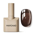 MAYCHAO 15ML Cat Eye Gel Nail Polish 1Pc Brown Black Gel Polish Soak off Holographic Magnetic Nail Polish for Nail Art Manicure Salon DIY at Home, 0.5 OZ
