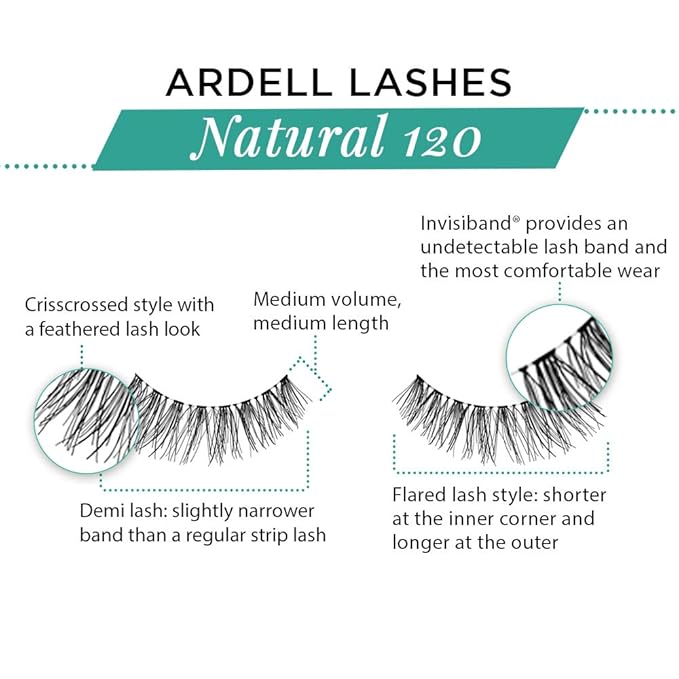 Ardell False Eyelashes 120 - Black, Natural Look Strip Lashes, Reusable - 4 Pack