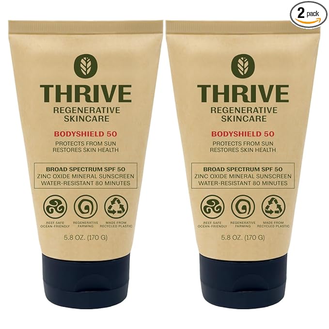 Thrive Natural Care Reef Safe Sunscreen SPF50 - Hawaii 104 Reef Act Compliant - Mineral Sunscreen Non-Nano Zinc Oxide - Vegan, (5.8 Oz (Pack of 2))