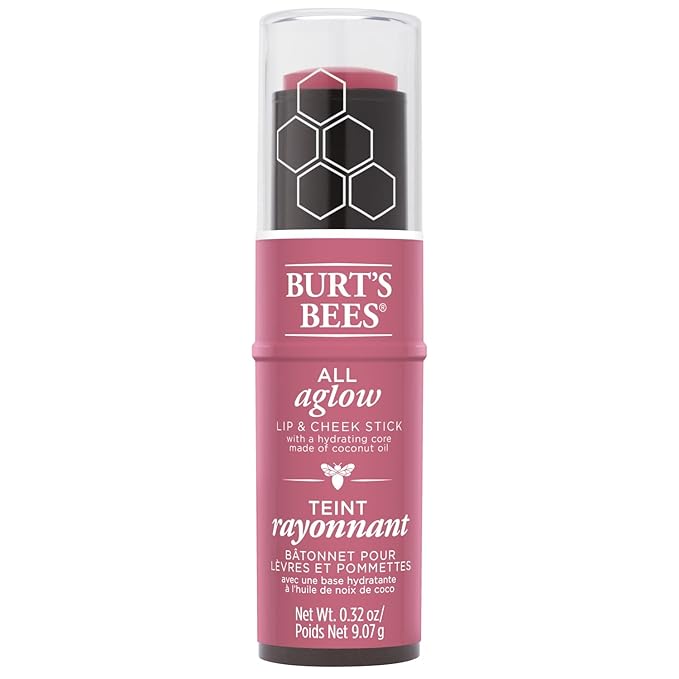 Burts Bees 100% Natural All Aglow Lip & Cheek Stick, Blush Bay - 1 Tube