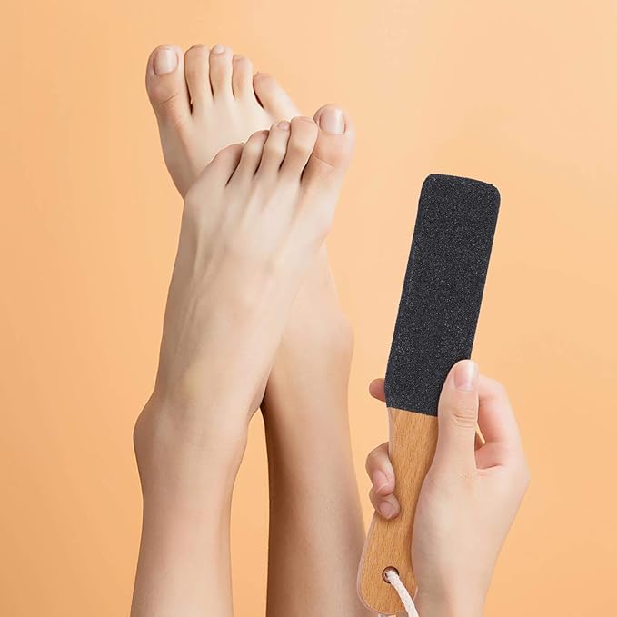 2 Pieces Foot File Callus Remover Heel Grater Wooden Handle Foot Scrubber Pedicure File Foot Filer for Dead Skin Professional