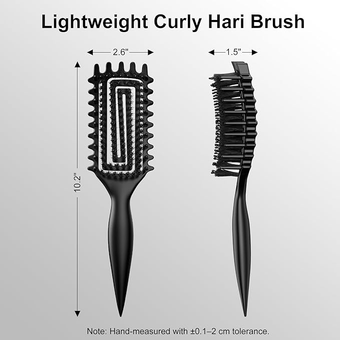 Curly Hair Brush, Curl Defining Brush with Soft Boar Bristles Detangling Tangled Glides, Wide-Teeth Design Effortlessly Shaping & Defining Curls (Matte Black)