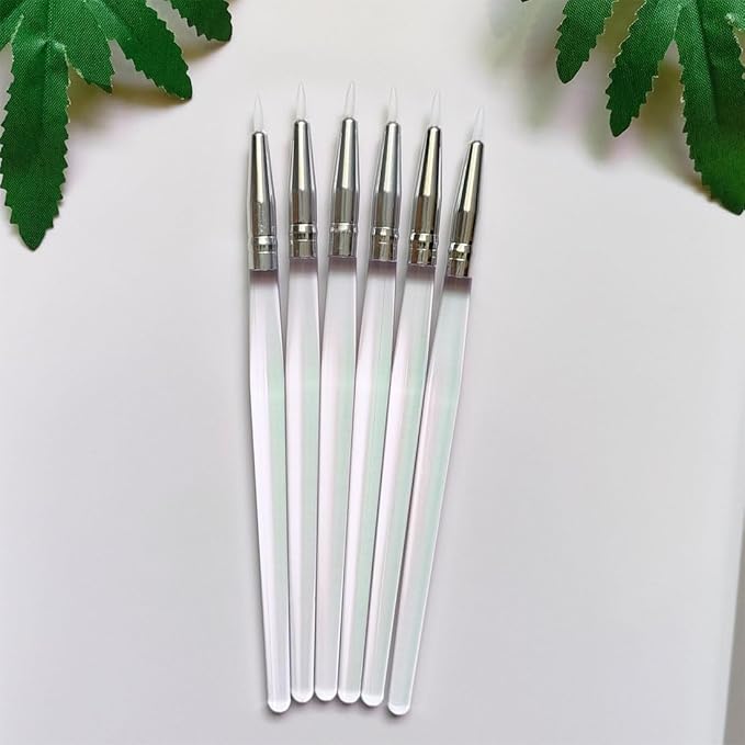 Silicone Brushes for UV Resin, Metallic Glitter Shimmer Eyeshadow, Nail Sequins Nail Sticker Colorful Hearts, Gel or Liquid Eyeliner along Lash Lines (3pcs, Transparent Handles)
