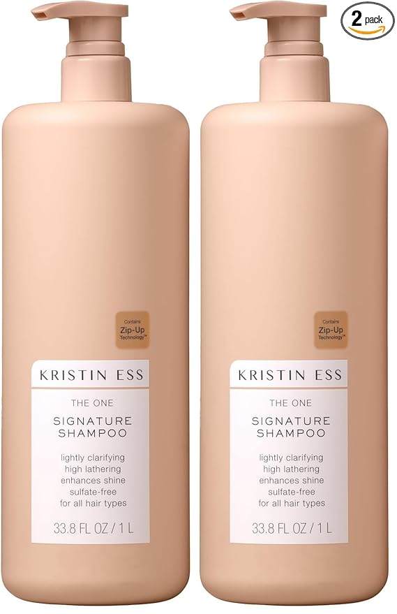 Kristin Ess Hair Signature Shampoo with Avocado Oil + Castor Oil for Women - Lightly Clarifying Daily Sulfate Free Hydrating Shampoo,Color Safe,Vegan,33.8 fl oz,(Pack of 2)