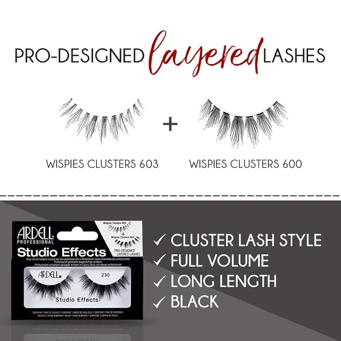 Ardell Studio Effects False Eyelashes, 230 - Reusable, Dramatic Volume Lashes for Glamorous Eye Makeup, 4-Pack