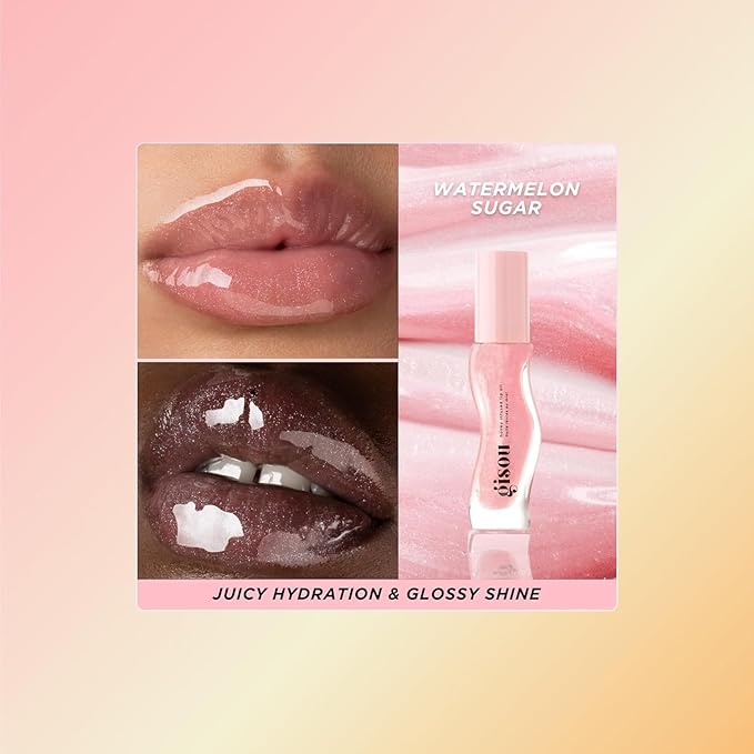 Gisou Honey Gloss On The Go Travel Set, Wildflower Honey Hair Perfume, Watermelon Sugar Lip Oil, Hair Oil, Shine-Boosting