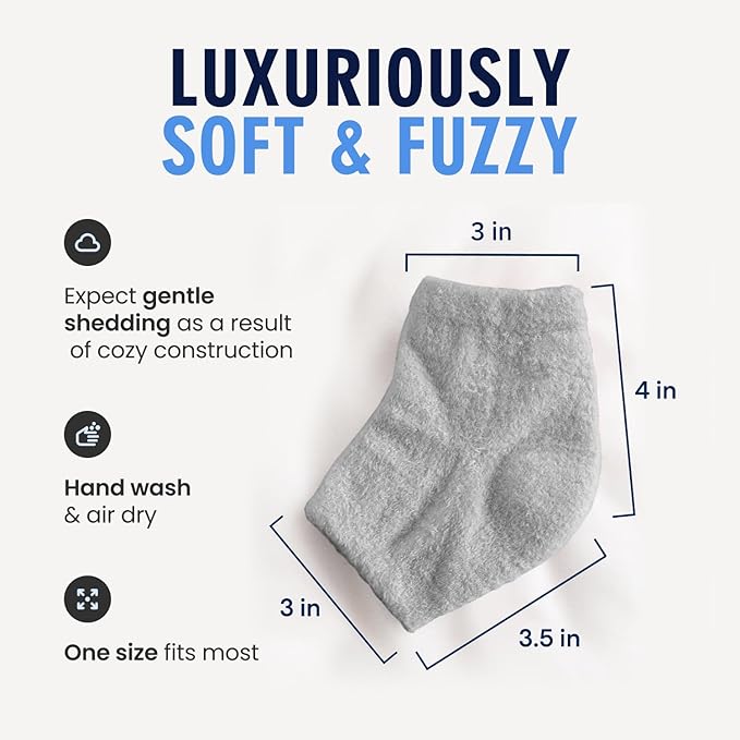 Dr. Frederick’s Original Moisturizing Fuzzy Heel Socks - Cozy Gel-Lined Socks for Dry Cracked Heels - 2 Pairs - Overnight Foot Care with Olive Oil, Vitamin E - Gifts for Women & Men - Mellow Moon