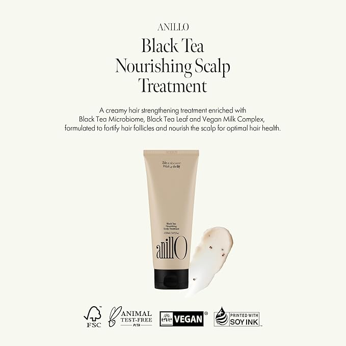 ANILLO Black Tea Scalp Nourishing Duo: Scalp Hair Mask & Essence Set - Strengthen Scalp Barrier & Repair Weak Hair - Vegan, Woody Scent (1.69oz+5.07oz)