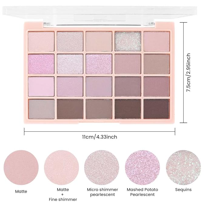CAKAILA 20Colors Nude Light Pink Purple Basics Matte Eyeshadow Palette,Eye Shadow Travel Makeup Palette all in one Long Lasting Waterproof,Great for Travel Gift Kit