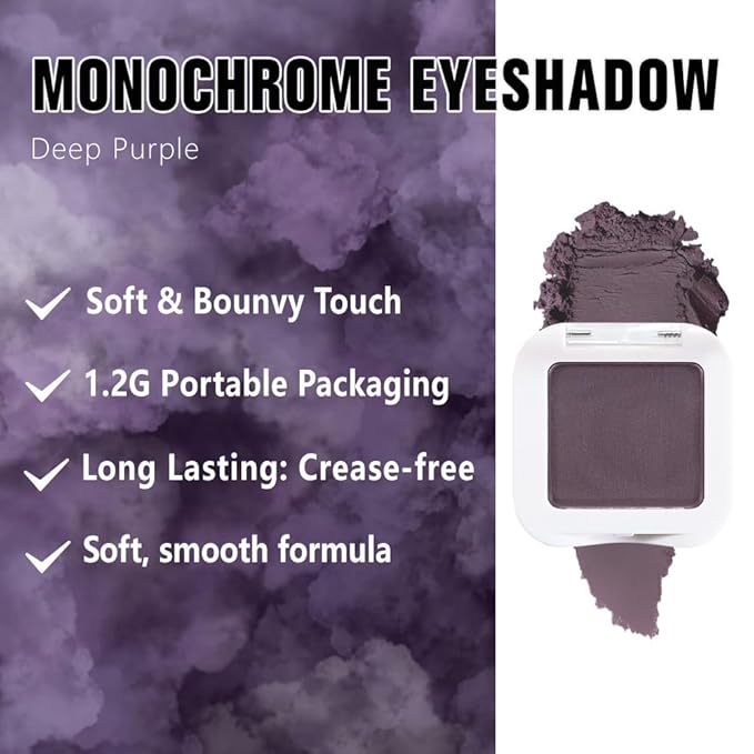 evpct Dark Brandied Plum Matte Single Eye Shadow Palette Makeup for Older Women, Deep Mauve Plum Purple Natural Cream Eyeshadow Palette for Green Eyes, High Pigment Mini Monochrome Eyeshadow