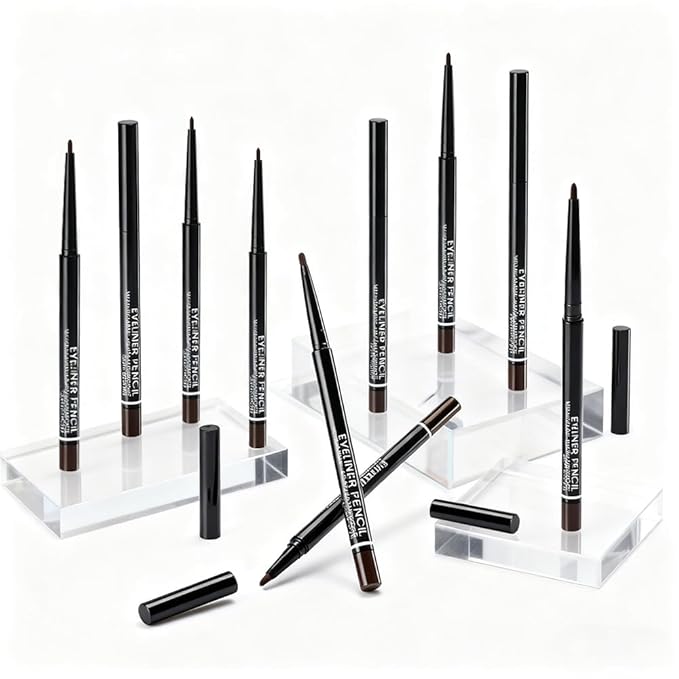 WanTuoluo 10PCS Brown Automatic Waterproof Inner Eyeliner, Eyeshadow & Eyebrow Pencil – Multi-Use Cream Pen for Liner, Shadow & Brows,Matte Quick Dry Eye Pencils, Smudge Proof, Delineador de ojos