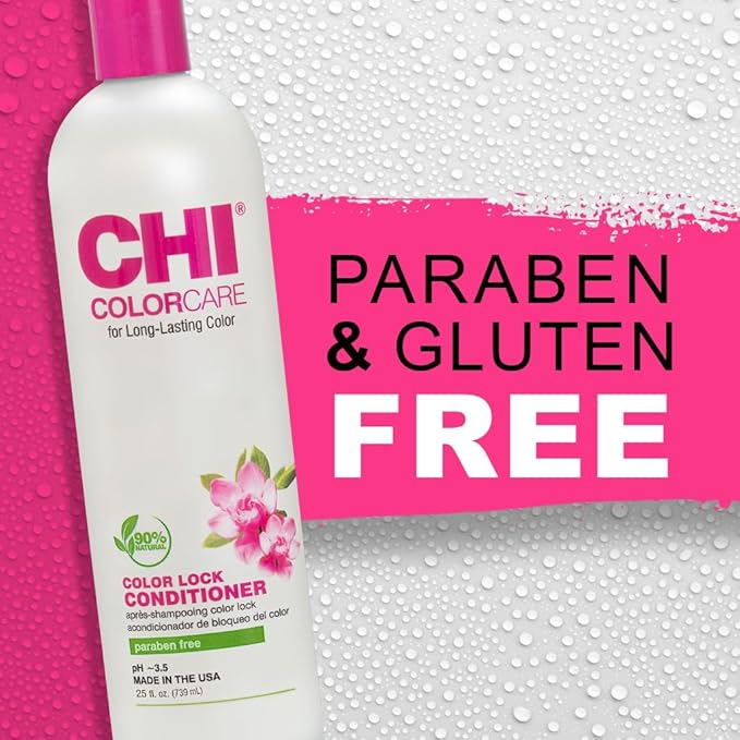 CHI ColorCare Color Lock Conditioner, Locks In Color & Replenishes Moisture For Color-Treated Hair, Sulfate, Paraben, & Cruelty-Free, 25 Oz