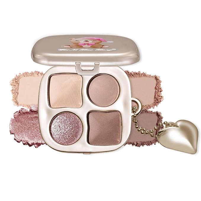 4 Colors Warm Neutral Nude Eyeshadow Makeup Palette with Mirror – Matte & Shimmer High Pigment Blendable Long-Lasting Mini Everyday Eye & Contour Makeup Palette, Perfect for Blue, Green & Brown Eyes