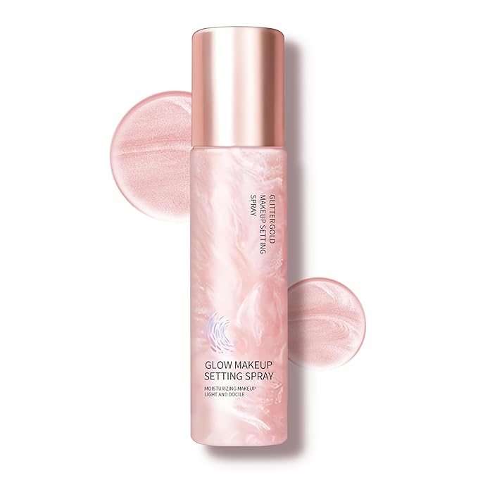 Glow Makeup Setting Spray - Shimmer Dewy Setting Spray for Makeup Long-Lasting, Ultra-fine Lightweight Setting Mist, Hydrating Finish Illuminating Finishing Mist, 4 Fl Oz