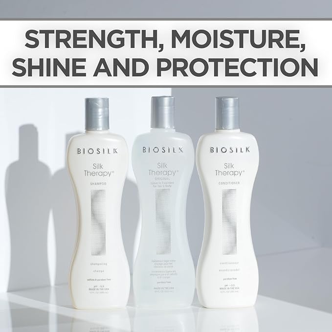 BioSilk 3-Piece Silk Therapy Kit, Shampoo, Conditioner & Serum for Healthy, Shiny, Manageable Hair, Sulfate-Free, Paraben-Free, Cruelty-Free, 12 Oz Haircare Set
