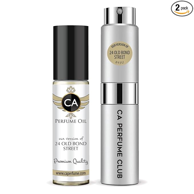 CA Perfume Duo Impression of 24 Old Bond Street For Women And Men Perfume Layering Set Long Lasting Travel Size EDP + Body Oil Roll-On Bottle 0.27 Fl Oz+0.33 Fl Oz