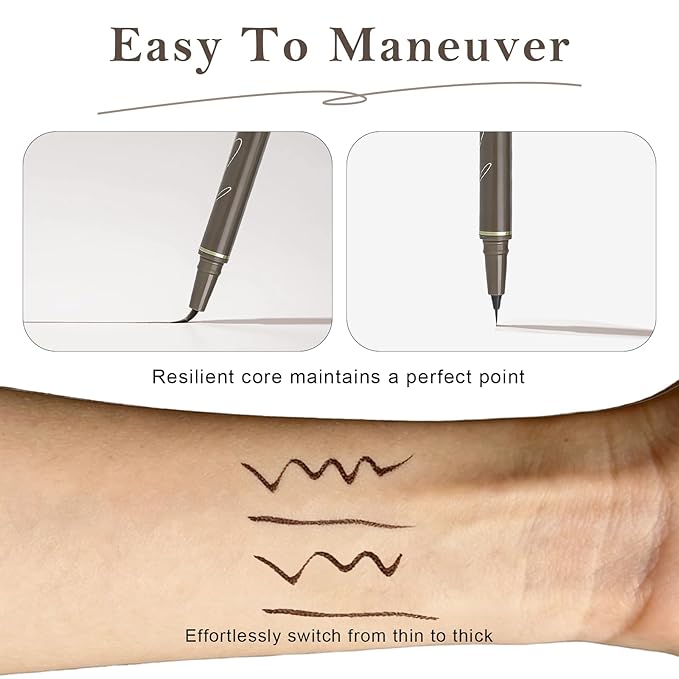 Ultra Fine Liquid Eyeliner Pencils- Slim Felt Tip for Precise Eye Lines, Waterproof, Smudge Proof & Quick-Drying, Winged Liner and Inner Corner. Long Lasting All Day Makeup, Smooth & Lightweight