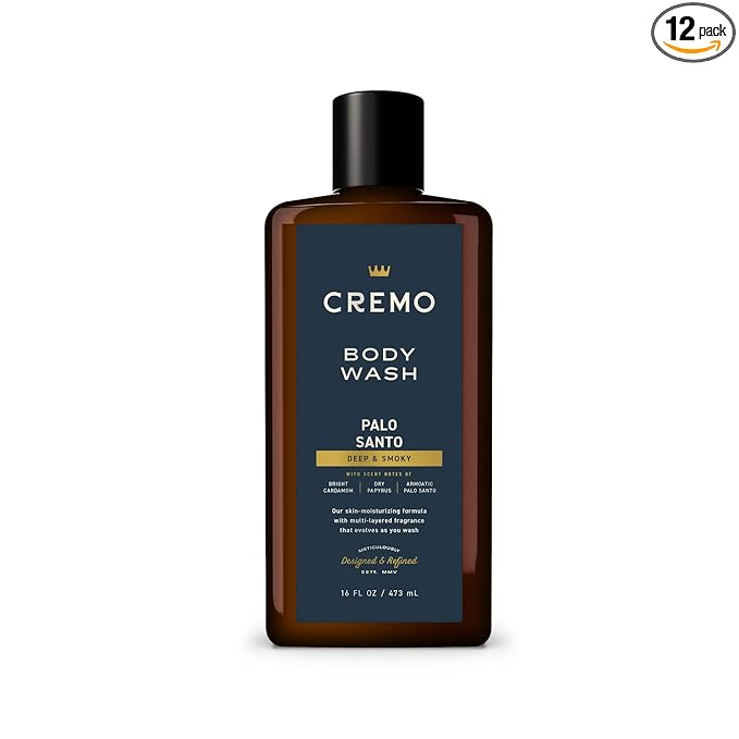 Cremo Body Wash for Men, Rich-Lathering Palo Santo, 16 Fl Oz (Pack of 12)