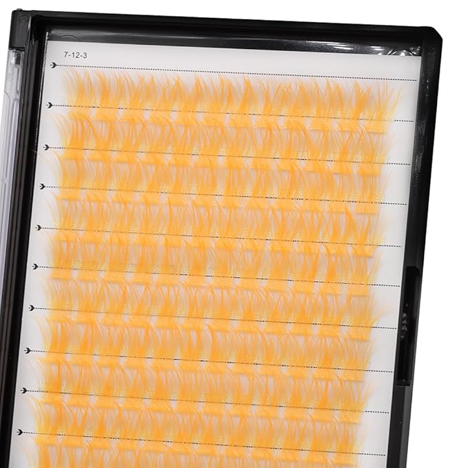 Wide Stem With Various Colored False Eyelashes D Curl Eyelash String 10-20mm Choose Professional Makeup Personal Eyelash String Grafted Eyelash Extension Cluster（Orange-10-12-14-16mm Mixed）