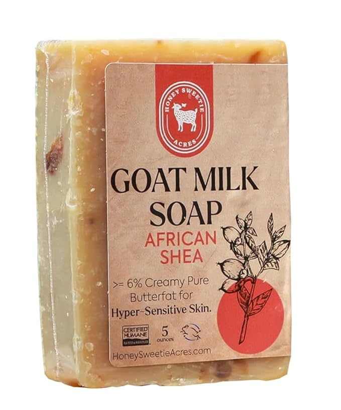 Honey Sweetie Acres African Shea Goat Milk Soap - Handmade 5 oz Bar, Made with Natural Ingredients, Moisturizing & Gentle, Made in the USA