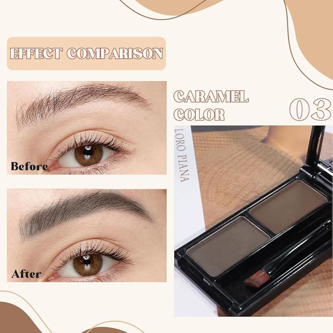 Brow Powder Kit – Long-Lasting Dark Gray Brown Color Brow Filler for Full, Defined Natural Brows, Contour Palette with Double-Ended Brush, sombra para cejas-4# (set12)
