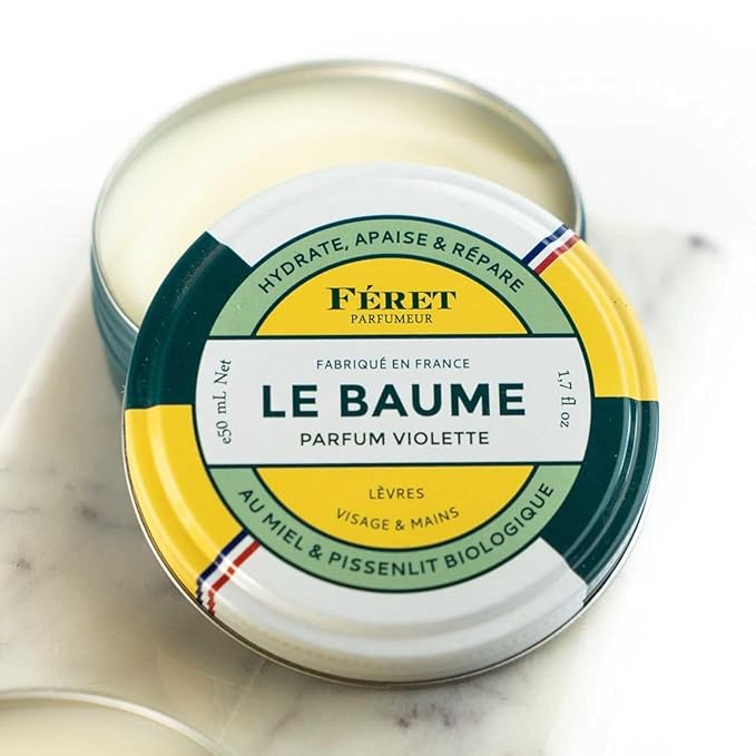 Feret Parfumeur Le Baume Multi-Purpose Balm – Violette – Natural Lip Balm with Shea Butter & Honey – Hydrating Moisturizer for Dry Skin, Lips & Cuticles – Made in France – Pack 2-15ml/0.52 Ounce