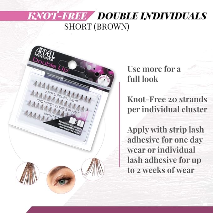 Ardell Individual Lashes Soft Touch - Short Brown, Knot-Free False Eyelashes, Natural Look DIY Eyelash Extensions, 56 Lash Clusters Per Pack