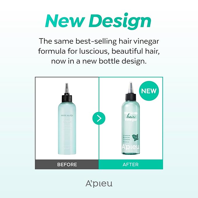 A’PIEU Mint Hair Vinegar Rinse for Cooling & Clarifying Scalp Care, Detox & Refreshing Treatment, Dandruff & Buildup Removal, Fresh Mint Scent, pH Balancing, Korean Haircare, 6.76 fl oz