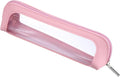 Psyqtsuary Small Clear Makeup Bag, PU Leather Travel Makeup Brush Bag Portable Transparent Waterproof Cosmetic Organizer Pouch with Zipper for Women Home Travel Office Cosmetic Storage (Pink)