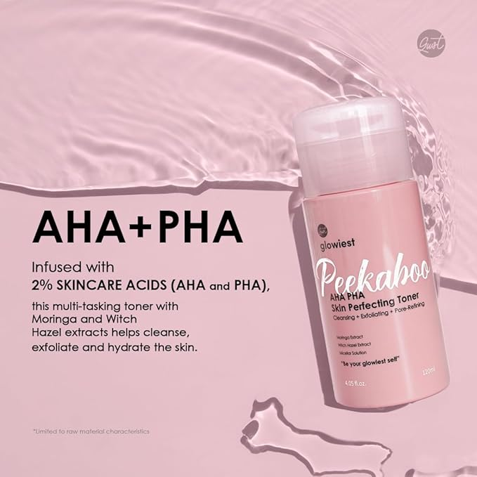 glowiest AHA PHA Gentle Exfoliating Toner for Daily Use – Hydrating, Pore-Refining, Sensitive Skin Friendly (Peekaboo Skin Perfecting Toner)