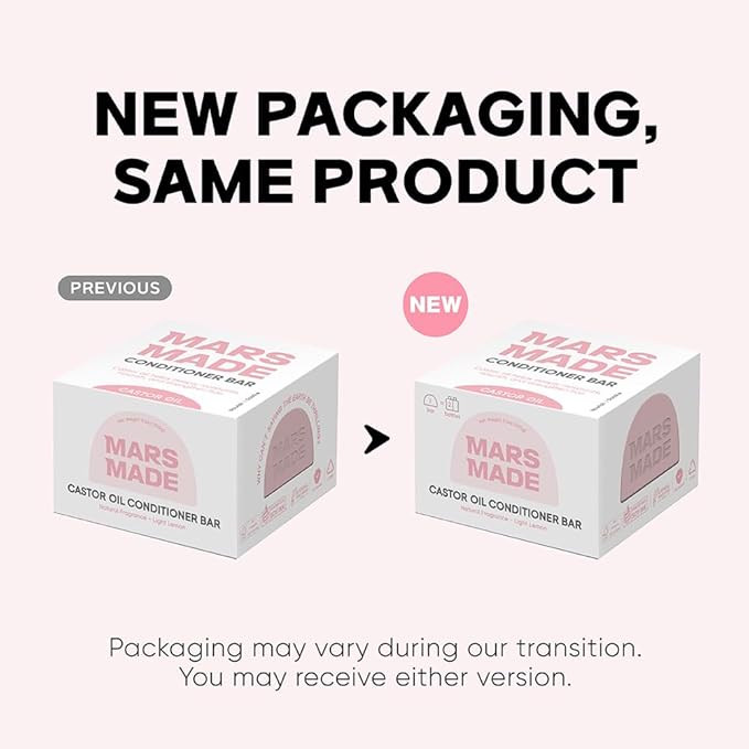 MARS MADE Castor Oil Conditioner Bar - Nourishing & Soothing Natural Deep Conditioner for All Hair Types - Hair Moisturizing, Cleansing Solid Soap Bar - Zero Waste, No Animal Trials 3.5 oz