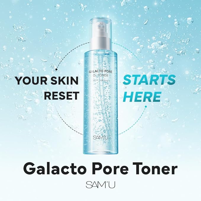 SAM'U Galacto Pore O2 Toner, Pore Refining & Hydrating Hyaluronic Acid Toner with PHA & Witch Hazel, Gentle Exfoliating Daily Care, Face Toner for Women, 6.08 fl oz