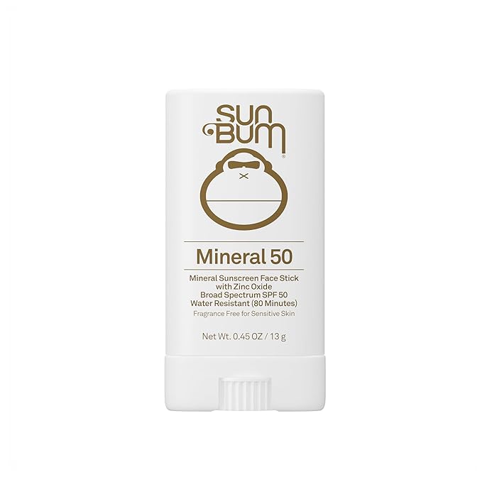 Sun Bum Mineral SPF 50 Face Stick Sunscreen - NEW FORMULA Water-Resistant Broad Spectrum Sunscreen with Vitamin E - Hawaii 104 Act Compliant (Without Octinoxate & Oxybenzone) - Travel Friendly 0.45 oz