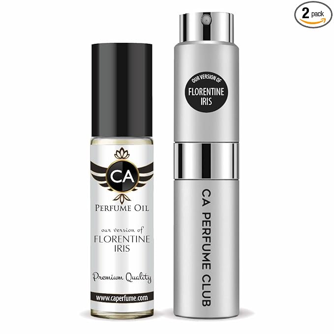 CA Perfume Duo Impression of Florentine Iris For Men Perfume Layering Set Mens Cologne Long Lasting Travel Size EDP + Body Oil Roll-On Bottle 0.27 Fl Oz+0.33 Fl Oz